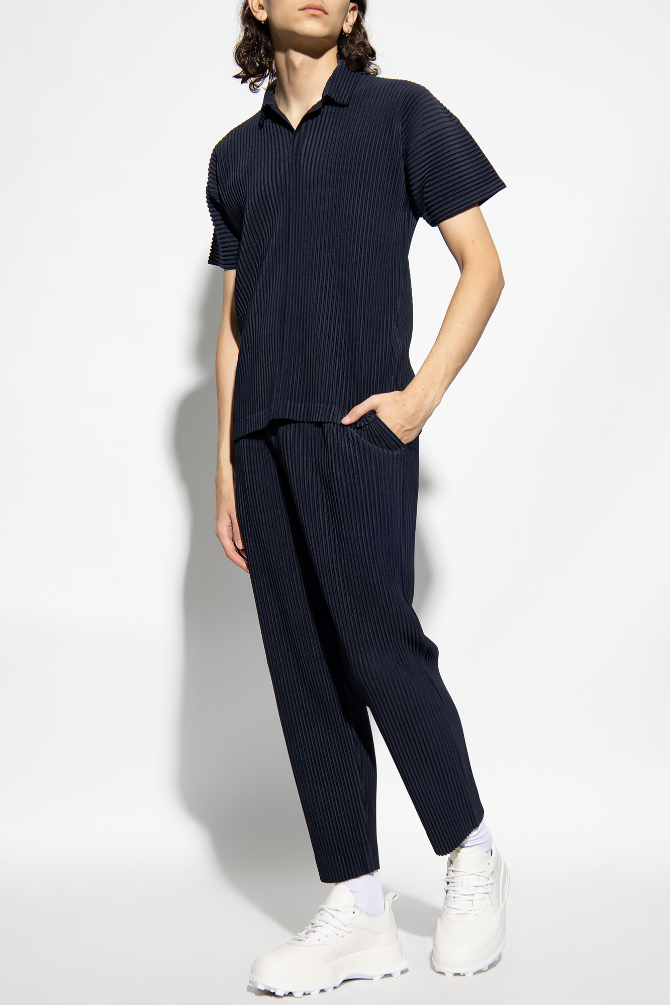 HOMME PLISSÉ ISSEY MIYAKE ネイビー ポロシャツ BASICS – ISSEY MIYAKE ONLINE STORE